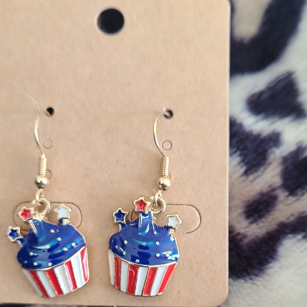 Patriotic Cupcake Earrings